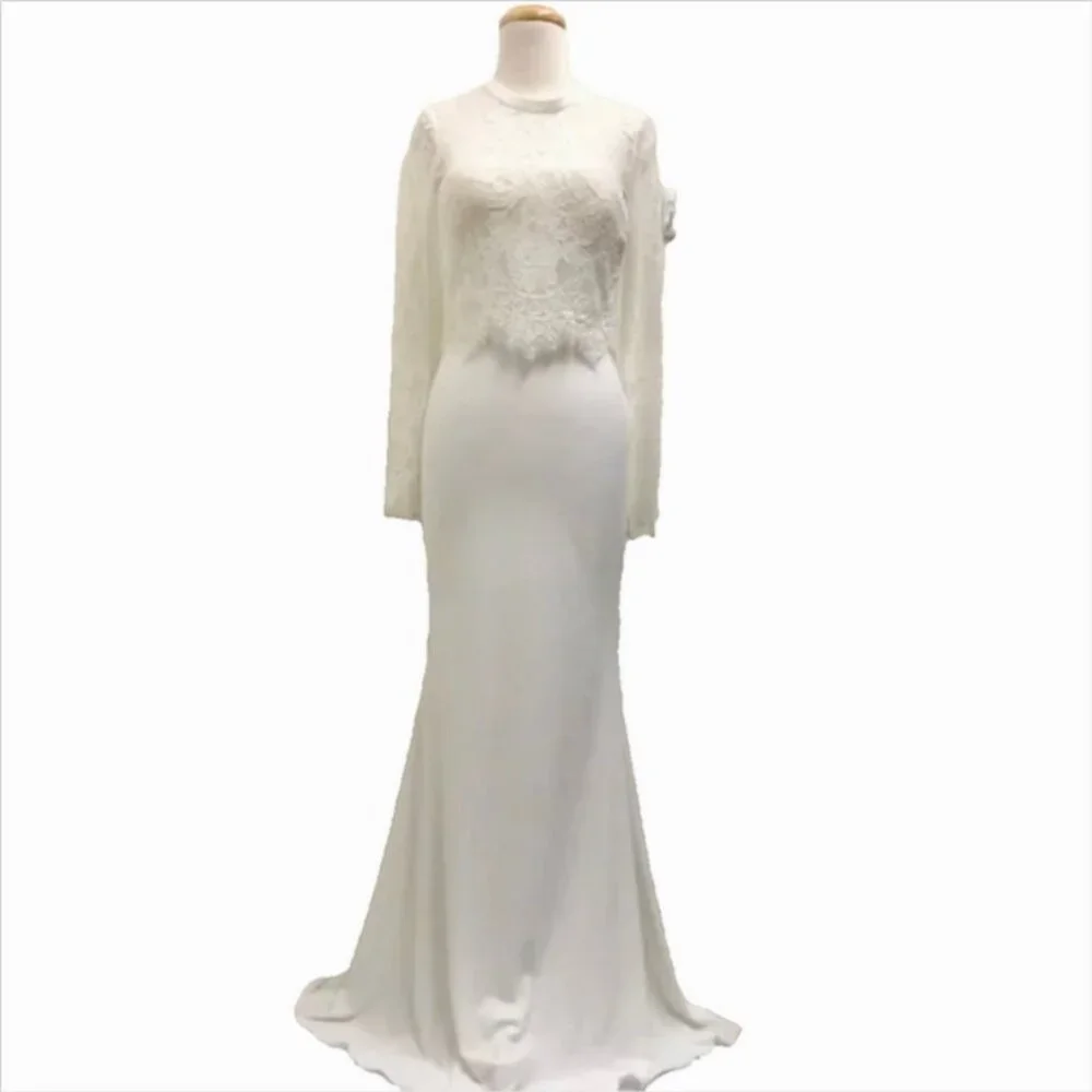 white lotus beaded dress Sexy Mermaid Gown Embellished with Crystals & Beaded Lotus Threads Bridal